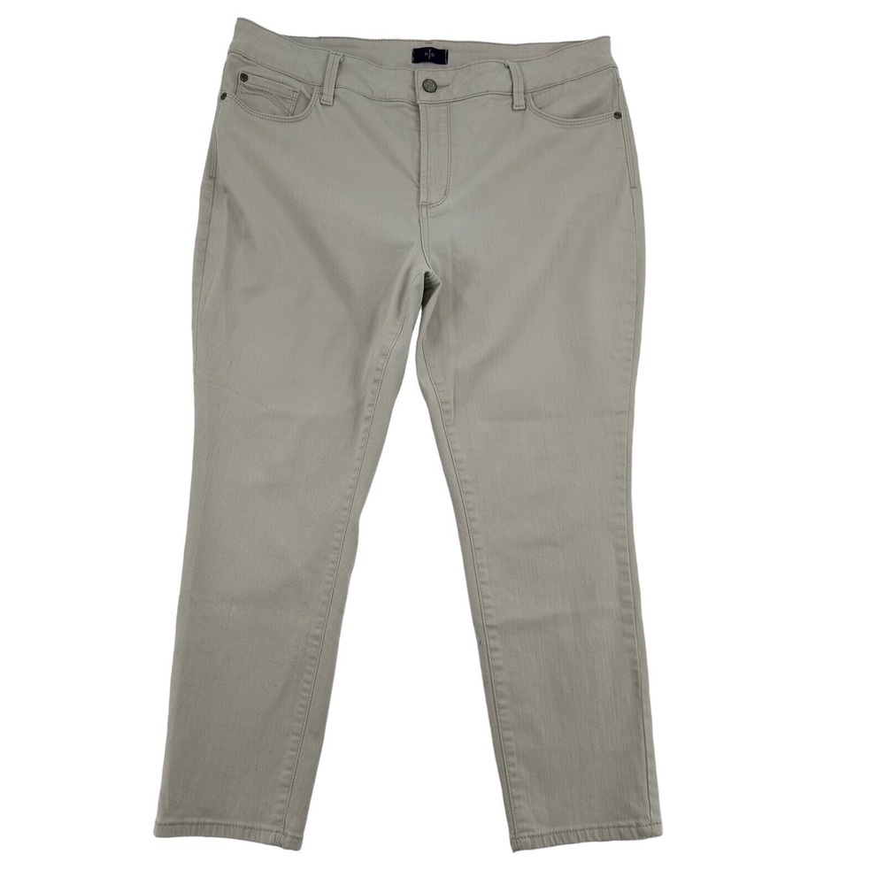 NYDJ Ankle Pants Tan Khaki Lift Tuck Stretch Denim Jeans 16 Petite Womens 16P